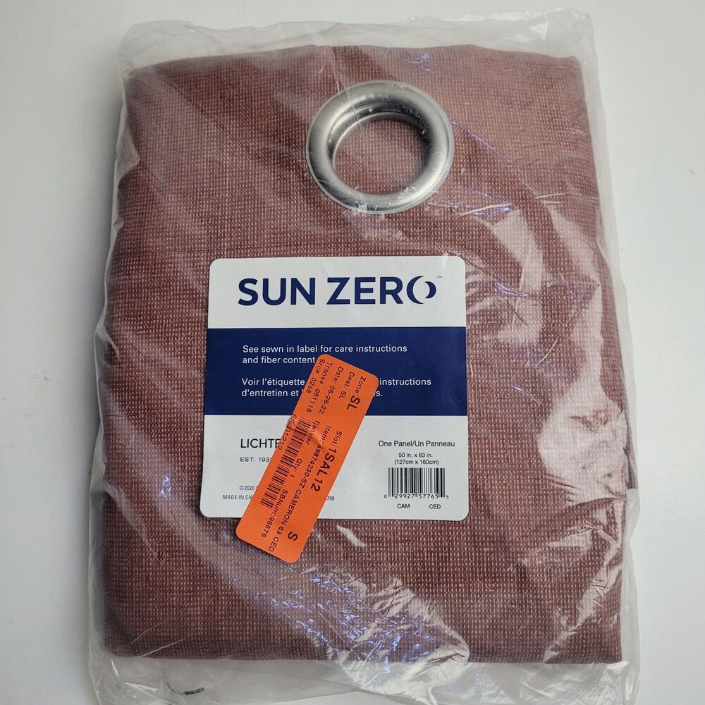 NEW Sun Zero  Grommet Single Curtain Panel Color Cedar Orange 50 x 63 #BT1